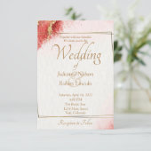 Elégant faire-part de mariage rouge et or (Debout devant)