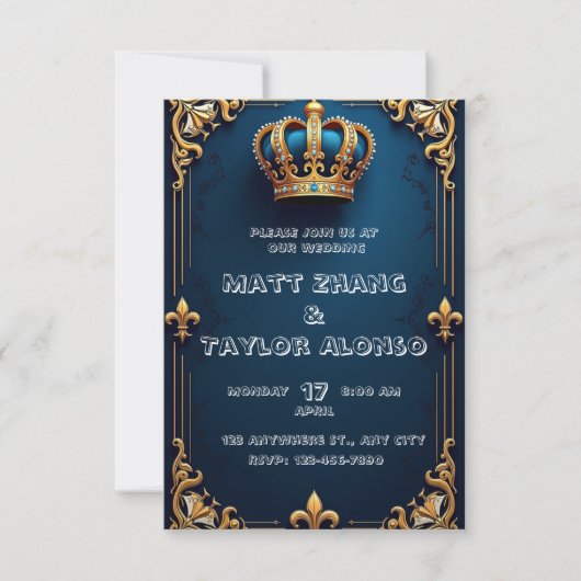 Élégant Faire-part de mariage Royal (Devant)
