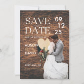 Élégant Faire-Part de Mariage Rustique avec Photo (Devant)