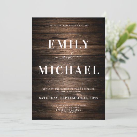 Élégant Faire-part de mariage rustique chic (Debout devant)