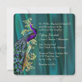 Élégant Faire-part de mariage Satin Turquoise et P (Devant)