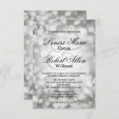Élégant Faire-part de mariage Silver Bokeh (Devant / Derrière)