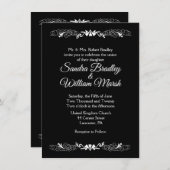 Élégant Faire-part de mariage simple noir et blanc (Devant / Derrière)