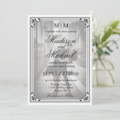 Élégant Faire-part de mariage simple noir et blanc (Debout devant)