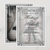 Élégant Faire-part de mariage simple noir et blanc (Devant / Derrière)