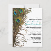Élégant Faire-part de mariage simple Peacock Feath (Devant)