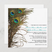 Élégant Faire-part de mariage simple Peacock Feath (Devant / Derrière)