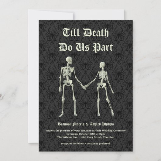 Elégant Faire-part de mariage Skeletons (Devant)