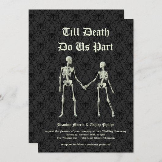 Elégant Faire-part de mariage Skeletons (Devant / Derrière)