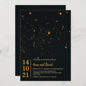 Élégant Faire-part de mariage Sky Lantern Fire (Devant / Derrière)