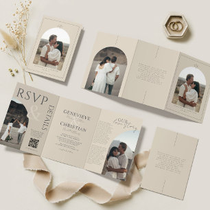 Élégant Faire-part de mariage Tri-Fold avec photos