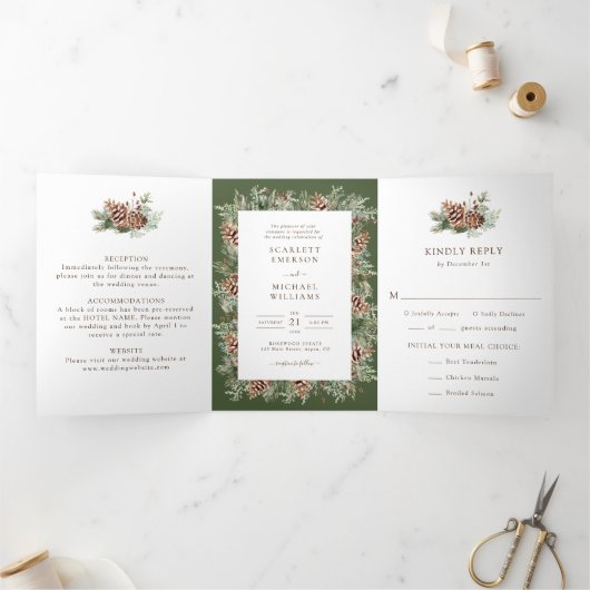 Elégant Faire-part de mariage triple Pin (Intérieur)