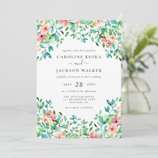 Élégant Faire-part de mariage tropicale (Debout devant)