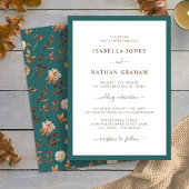 Élégant Faire-part de mariage Turquoise d'automne