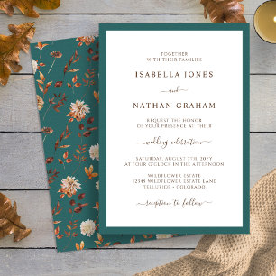 Élégant Faire-part de mariage Turquoise d'automne