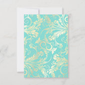 Élégant Faire-part de mariage Turquoise et or (Dos)