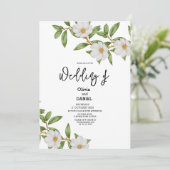 Élégant Faire-part de mariage végétal blanc (Debout devant)