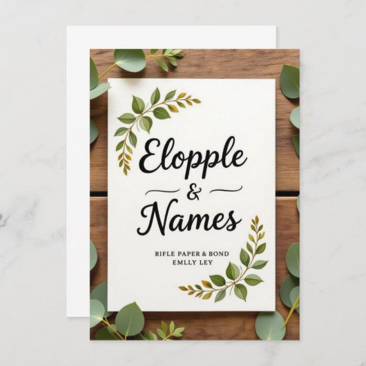 Elégant Faire-part de mariage verdoyant | Minimal (Devant / Derrière)