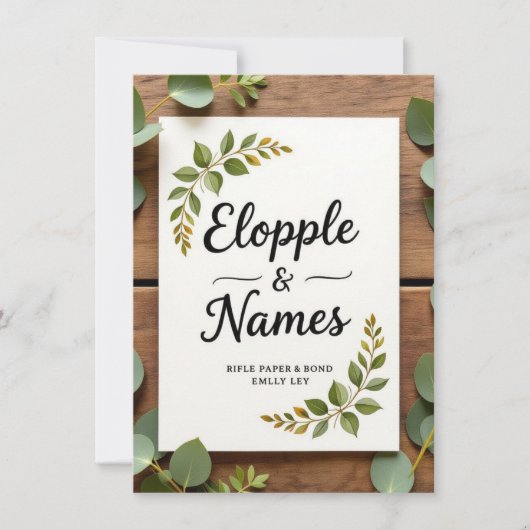 Elégant Faire-part de mariage verdoyant | Minimal (Devant)