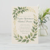 Elégant Faire-part de mariage verdure or Accents (Debout devant)