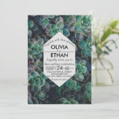 Elégant Faire-part de mariage vert émeraude rustiq (Debout devant)