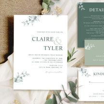 Élégant Faire-part de mariage vert minimal moderne