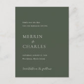 Élégant Faire-Part de Mariage Vert Olive (Devant)
