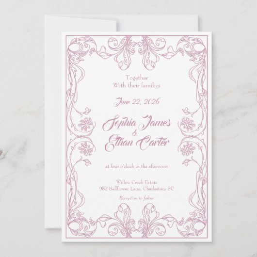 Élégant Faire-part de mariage Vintage (Devant)