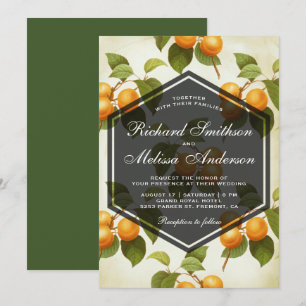 Élégant Faire-part de mariage Vintage Apricot Frui