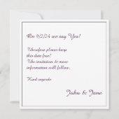 Elégant Faire-part de mariage Vintage, Motif Fleur (Dos)