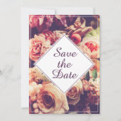 Elégant Faire-part de mariage Vintage, Motif Fleur (Devant)