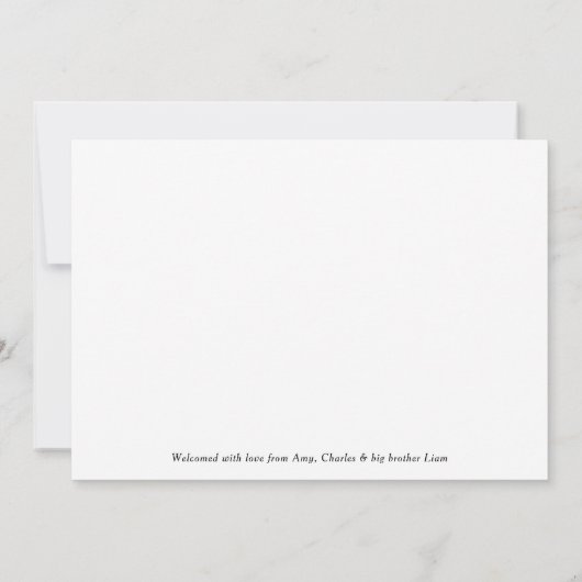 Élégant Faire-part de naissance bébé minimal simpl (Dos)