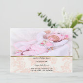 Élégant Faire-part de naissance de pêche (Debout devant)
