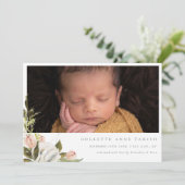 Élégant Faire-part de naissance de photos florales (Debout devant)