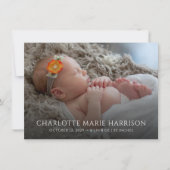 Élégant Faire-part de naissance de photos florales (Devant)