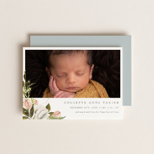 Élégant Faire-part de naissance de photos florales