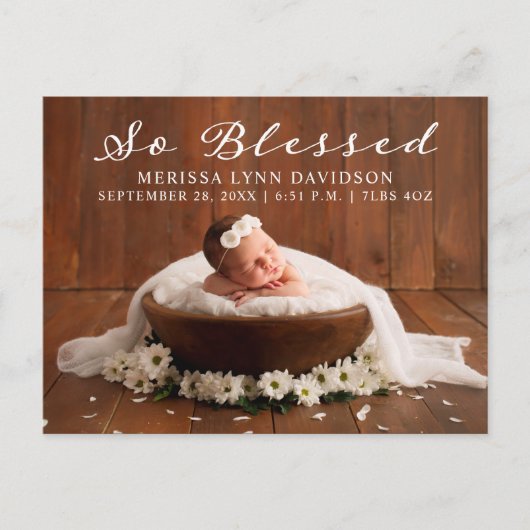 Elégant Faire-part de naissance photo bébé (Devant)