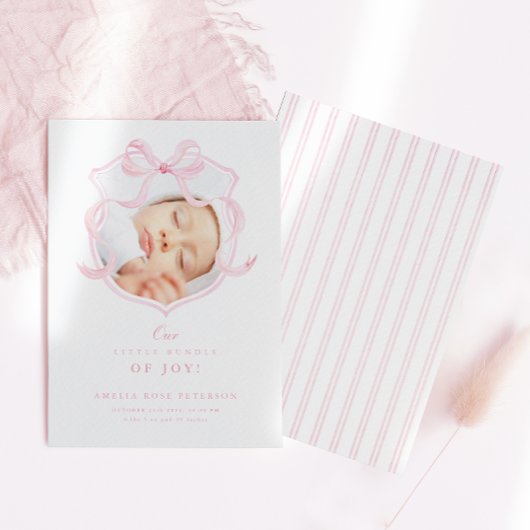 Élégant Faire-part de naissance photo de fille de