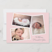Élégant Faire-part de naissance photo de fleurs ro (Dos)