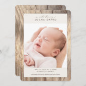 Élégant Faire-part de naissance photo rustique en  (Devant / Derrière)