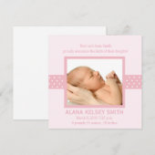 Élégant Faire-part de naissance Pointe Polka (rose (Devant / Derrière)