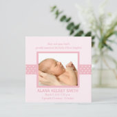 Élégant Faire-part de naissance Pointe Polka (rose (Debout devant)