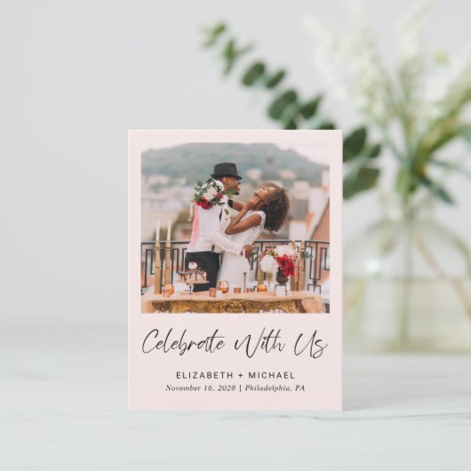 Elégant Faire-part de réception de mariage rose ph (Debout devant)