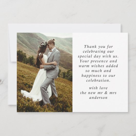 Élégant Faire-Part de Remerciements de Mariage Sim (Dos)