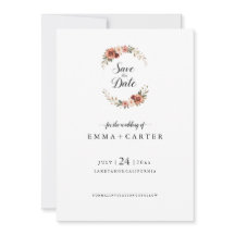Élégant faire-part de save the date avec rose past