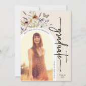 Élégant Faire-part Floral Graduate (Devant)