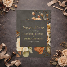Élégant Faire-Part Floral Taupe de Mise en Garde