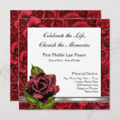 Élégant Faire-part funéraire Red Rose (Devant / Derrière)