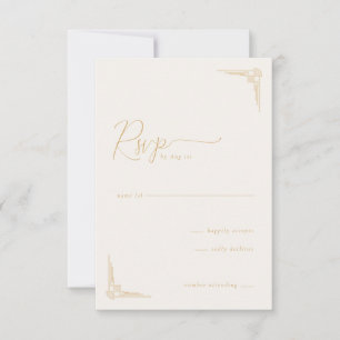 Élégant Faire-part géométrique beige RSVP