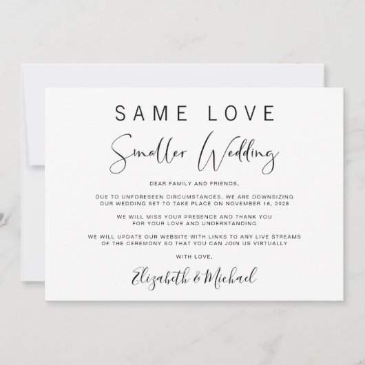 Élégant Faire-part Mariage réduit de taille réduit (Devant)